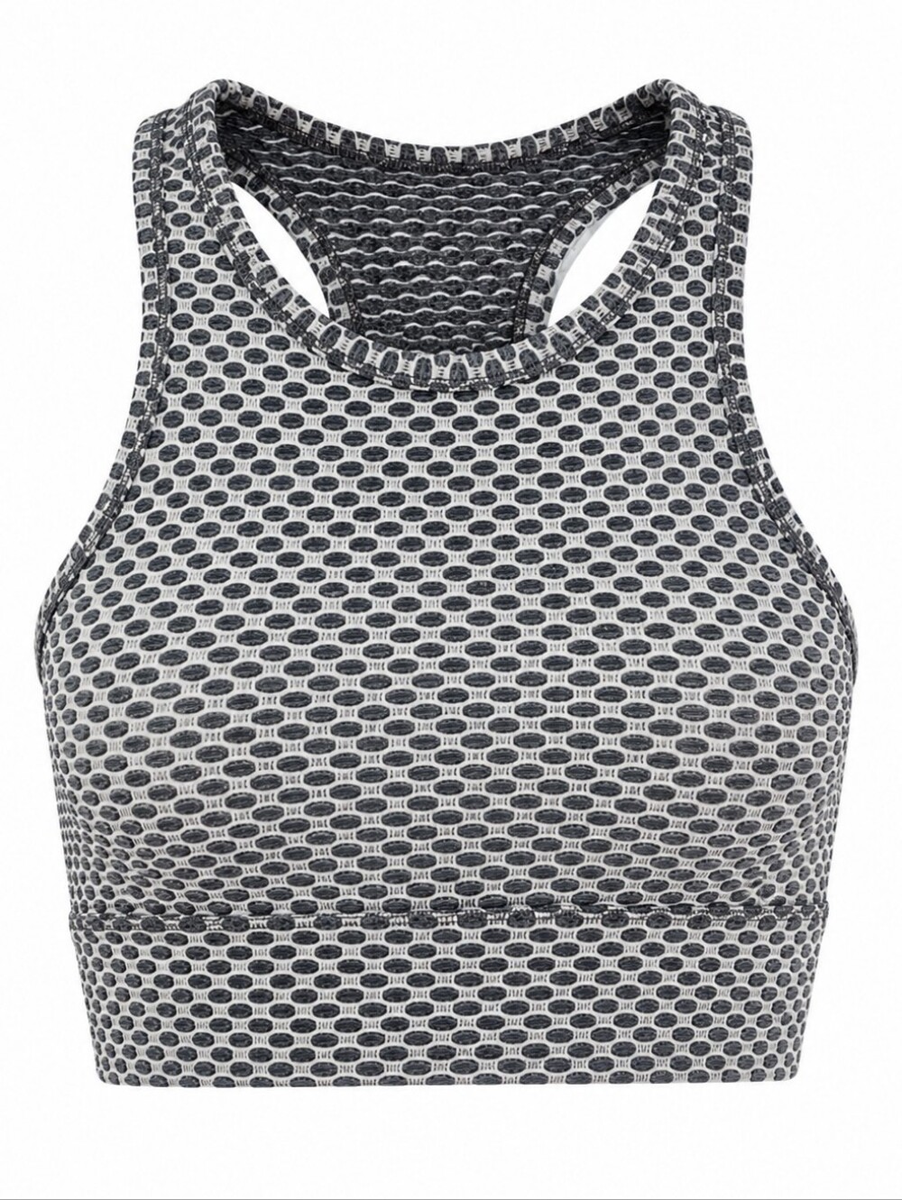 Strut This Gray White Textured Racerback Sports Bra S USA Minimalist Athleisure